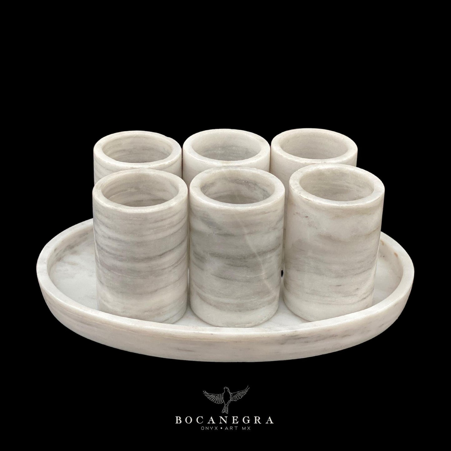 White Marble Tequila Shots - Hand carved shot - (Set of 6)