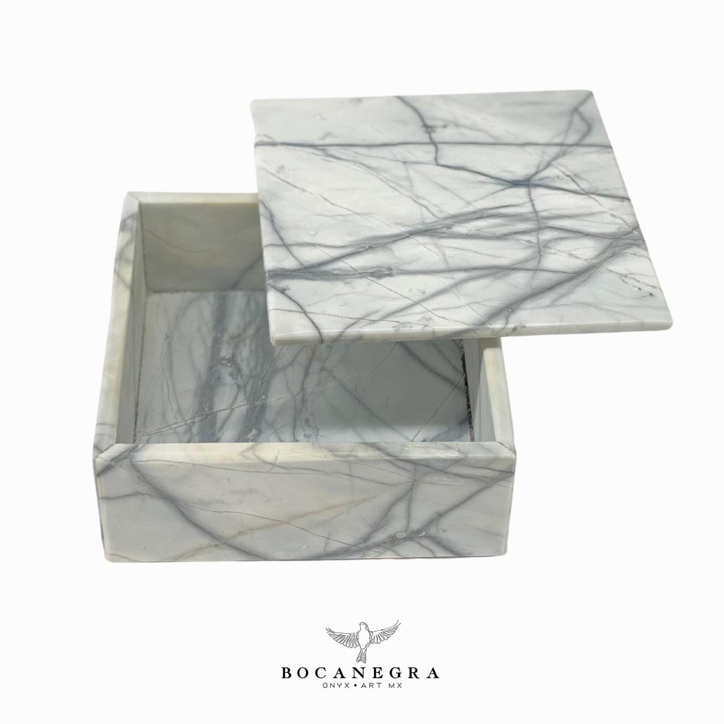Gray & White Marble Square Jewelry Box - Organizer - Storage Box
