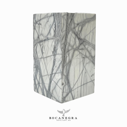 Stunning White & Gray Marble Cremation Urn for Human or pet Ashes