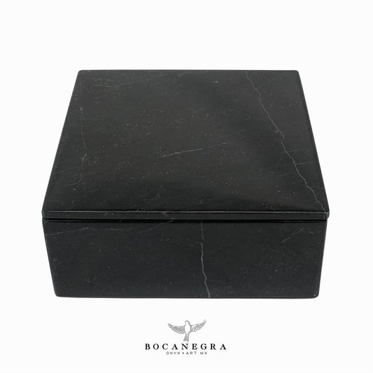 Black Marble Square Jewelry Box - Organizer - Storage Box