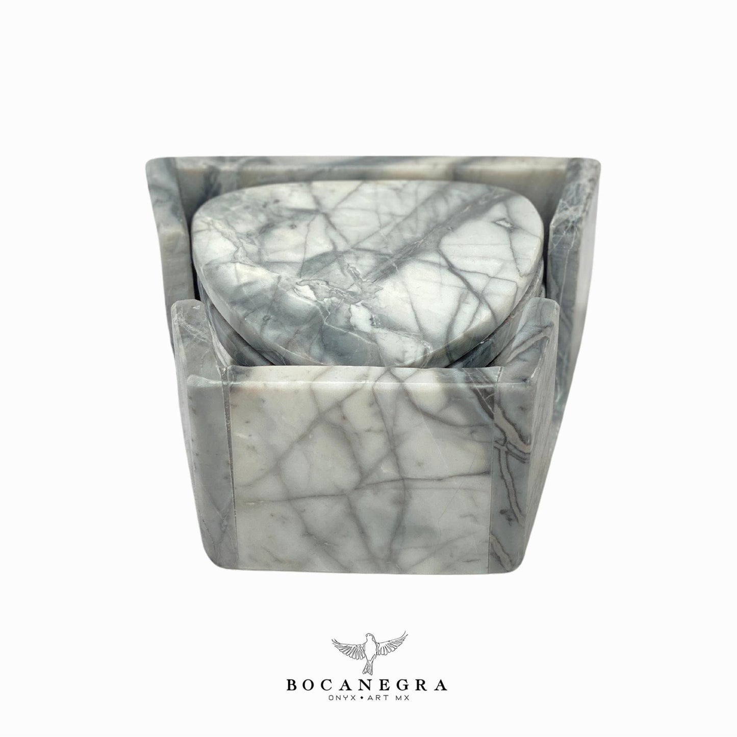 Gray & White Marble Coasters Set - Cup holder (6 Set)