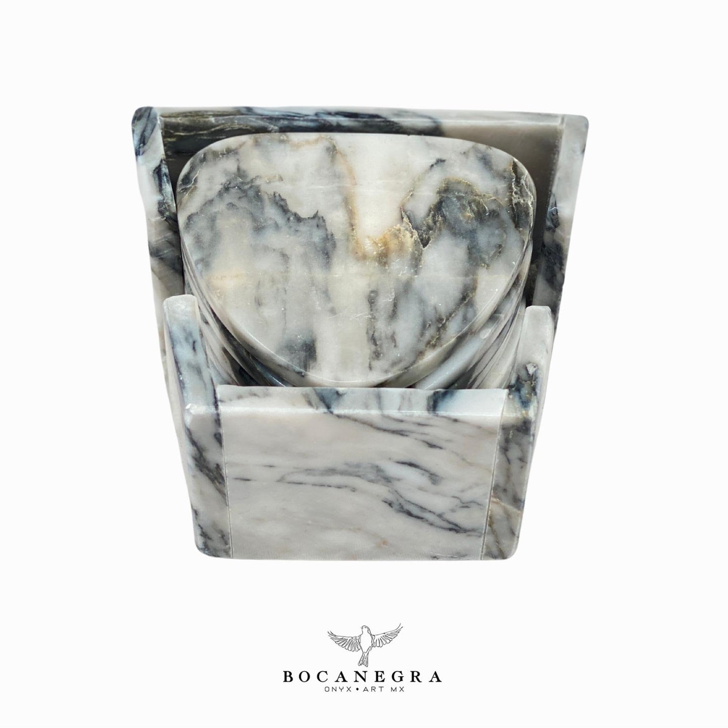 Gray & White Marble Coasters Set - Cup holder (6 Set))