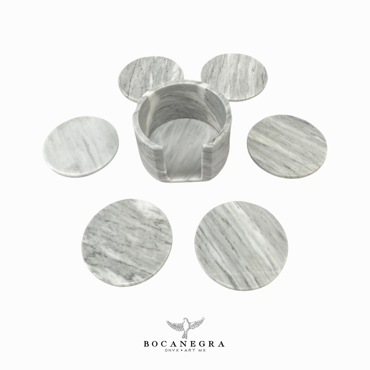 White Marble Coasters Set - Cup holder (6 Set)