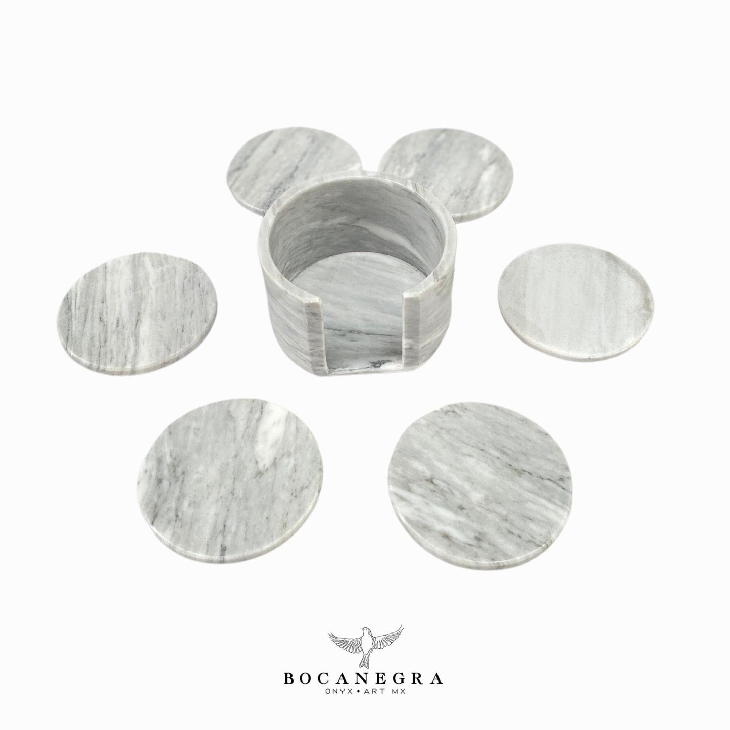 White Marble Coasters Set - Cup holder (6 Set)