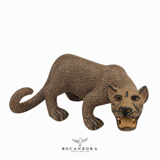 Clay Pottery Art by Juana Gomez Workshop - Decorative clay jaguar