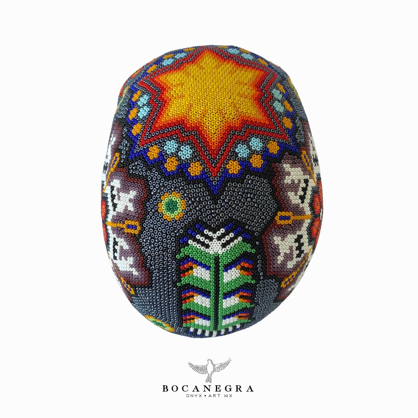 Fabulous Multicolor Skull Head - Huichol Art, Colorful Beadwork, Mexican Art, Collectible Figure, Mexican Decor, Unique Hand Made Piece