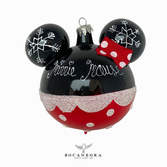 Blown Glass Christmas Sphere - Minnie Mouse sphere (Set of 6)