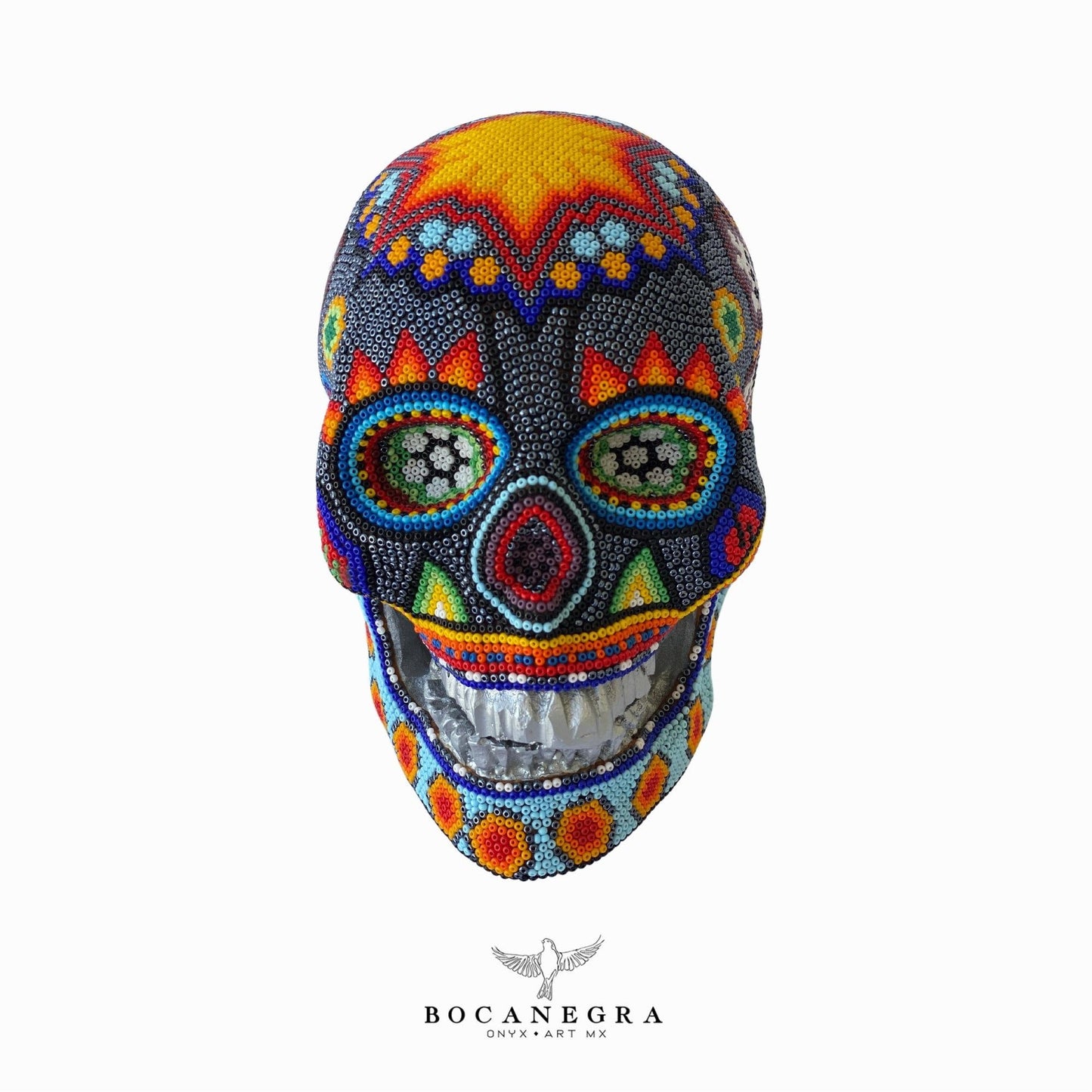 Fabulous Multicolor Skull Head - Huichol Art, Colorful Beadwork, Mexican Art, Collectible Figure, Mexican Decor, Unique Hand Made Piece