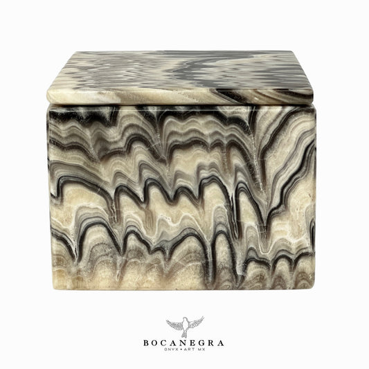 Gray & Beige Onyx Square Jewelry Box - Organizer - Storage Box