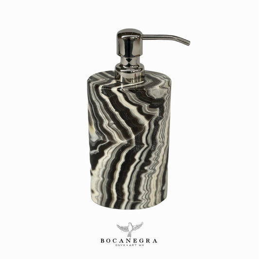 Black and Beige Onyx Soap Dispenser | Soap Pump | Beauty & Caret